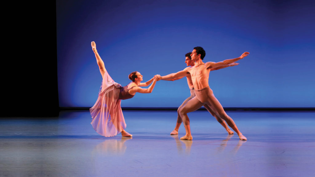 Three trainee dancers perform in a "New Works Festival".